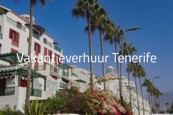 Wit vakantiecomplex met palmbomen op Tenerife.