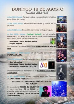 Fiestas Alcalá programma 18 augustus 2024