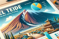 Toeristenprofiel Tenerife 2024 - beeld gegenereerd door AI, Teide en infogram op voorgrond